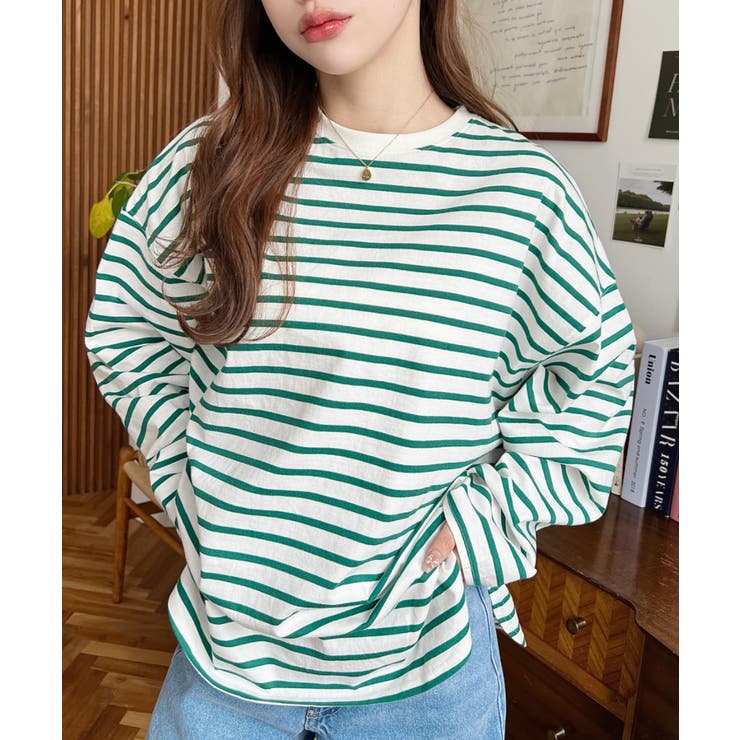 綿100％無地＆ボーダー.オーバーサイズロングスリーブTシャツ | moment+ | 詳細画像64 