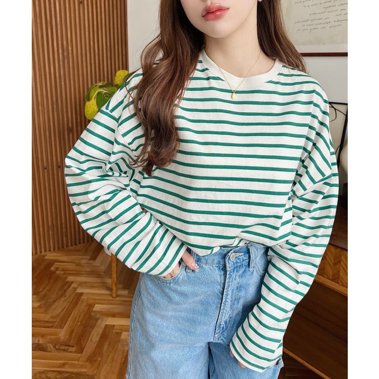 綿100％無地＆ボーダー.オーバーサイズロングスリーブTシャツ | moment+ | 詳細画像66 