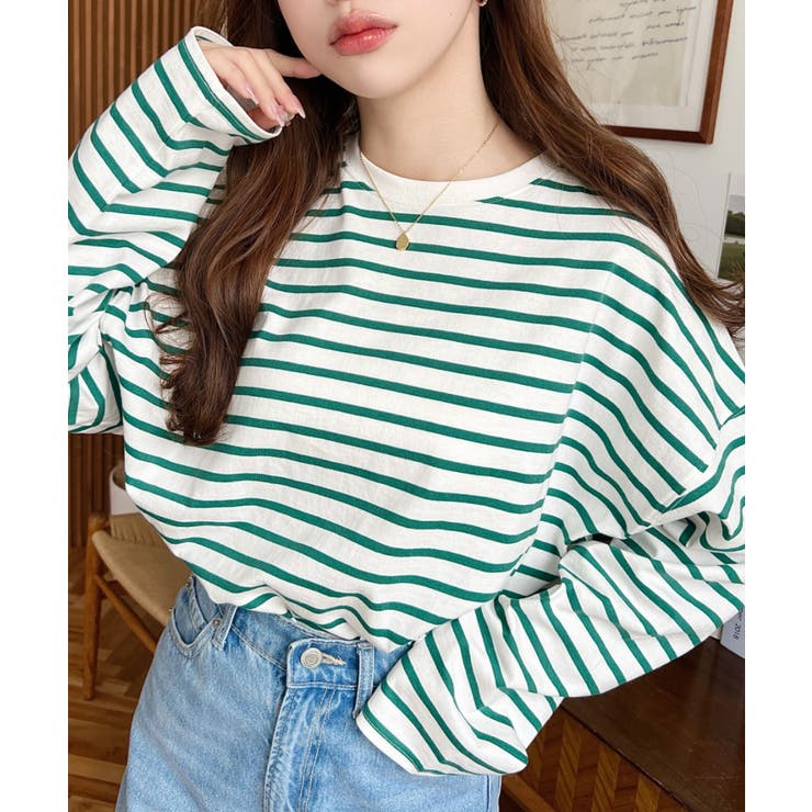 綿100％無地＆ボーダー.オーバーサイズロングスリーブTシャツ | moment+ | 詳細画像67 