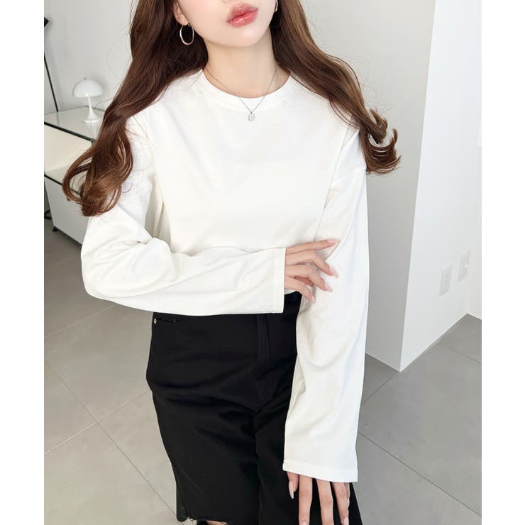 綿100％無地＆ボーダー.オーバーサイズロングスリーブTシャツ | moment+ | 詳細画像7 