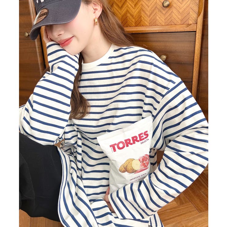 綿100％無地＆ボーダー.オーバーサイズロングスリーブTシャツ | moment+ | 詳細画像74 