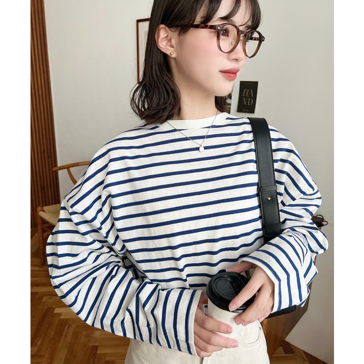 綿100％無地＆ボーダー.オーバーサイズロングスリーブTシャツ | moment+ | 詳細画像80 