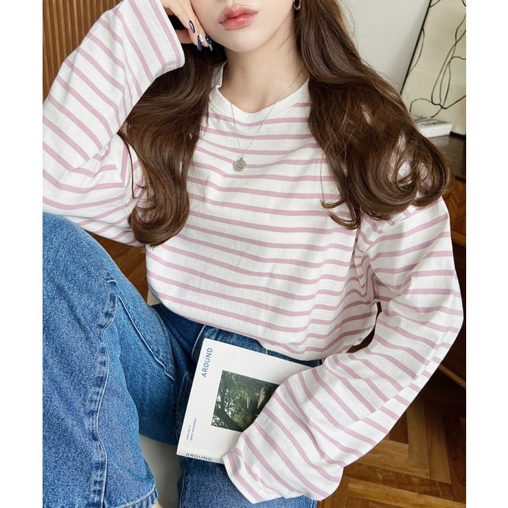 綿100％無地＆ボーダー.オーバーサイズロングスリーブTシャツ | moment+ | 詳細画像84 