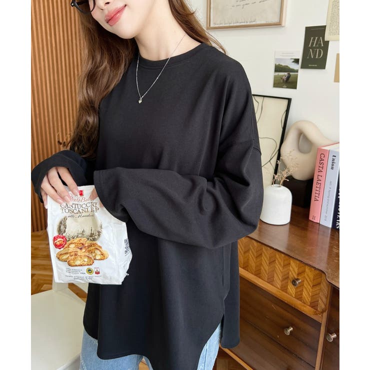 綿100％無地＆ボーダー.オーバーサイズロングスリーブTシャツ | moment+ | 詳細画像9 