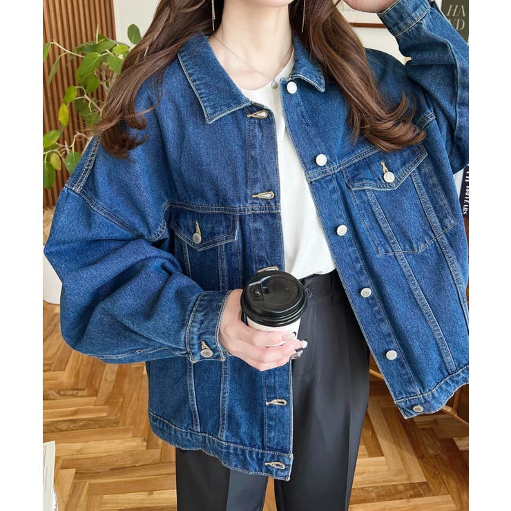 ブルー | オーバーサイズデニムジャケット ビッグGジャン ヘビーウェイトデニム＆ヘビーツイ… | moment+