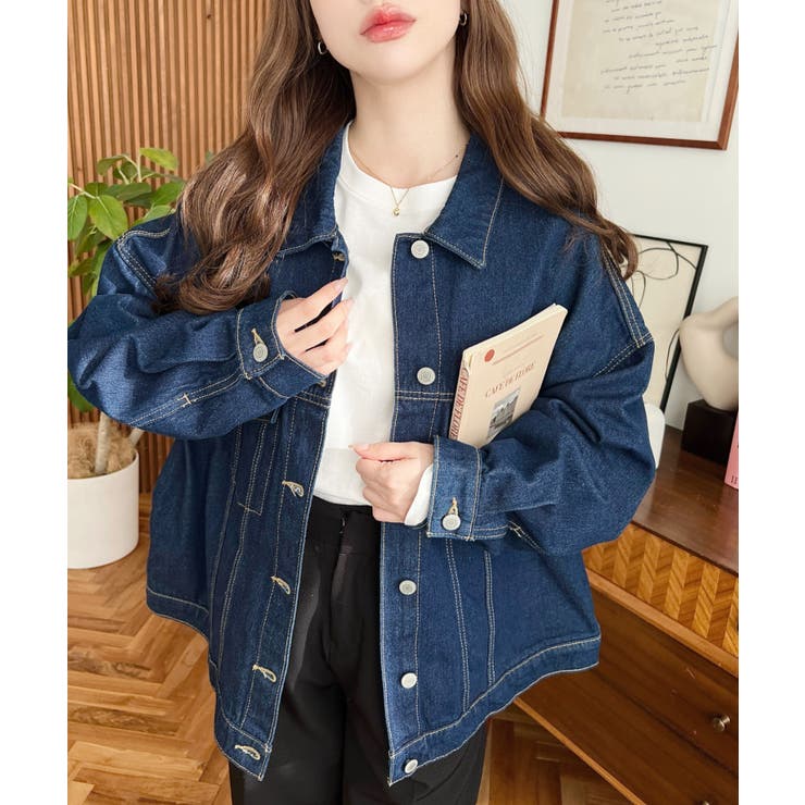 インディゴブルー | オーバーサイズデニムジャケット ビッグGジャン ヘビーウェイトデニム＆ヘビーツイ… | moment+