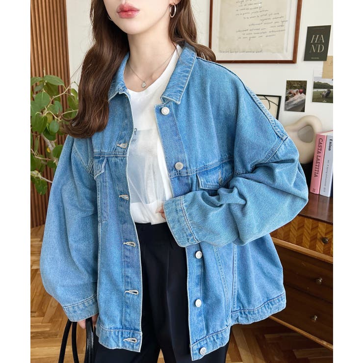 サックスブルー | オーバーサイズデニムジャケット ビッグGジャン ヘビーウェイトデニム＆ヘビーツイ… | moment+