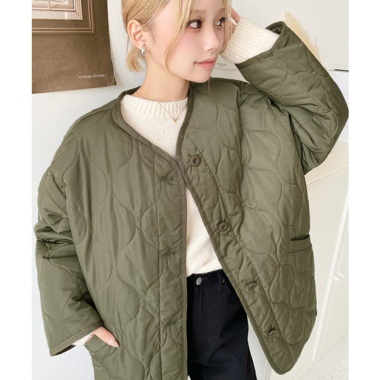 キルティングノーカラーコート[品番：ERMW0004042]｜moment+