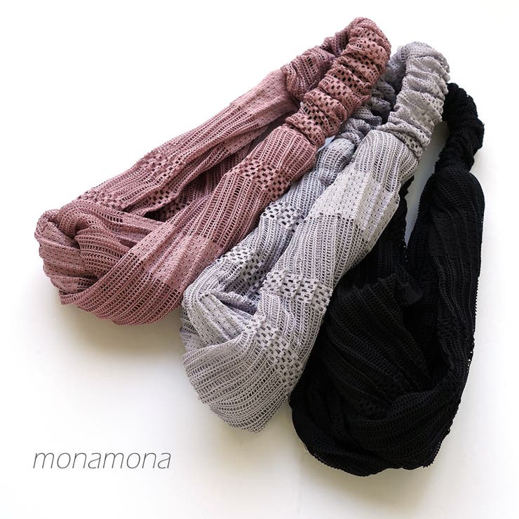 デザインメッシュターバン くすみカラー | monamona | 詳細画像1 