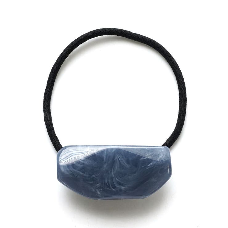 ネイビー | マーブル柄アクリルポニー リングゴムが交換できる | monamona