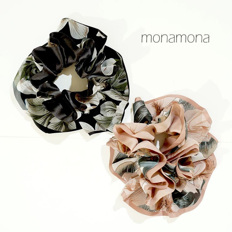 シュシュ ヘアアレンジ 花柄 大人きれい ヘアポニー 黒 ベージュ 品番 Sura Monamona モナモナ のレディースファッション通販 Shoplist ショップリスト