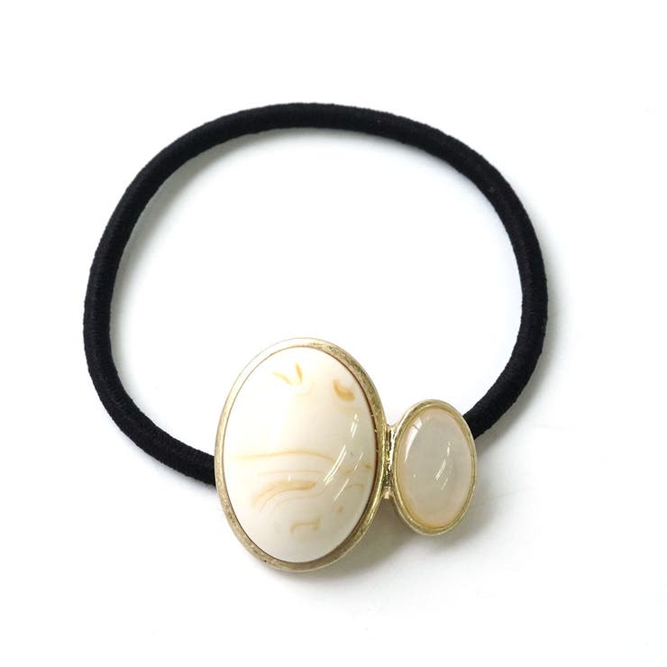 アイボリー | マーブル柄オーバルポニー | monamona