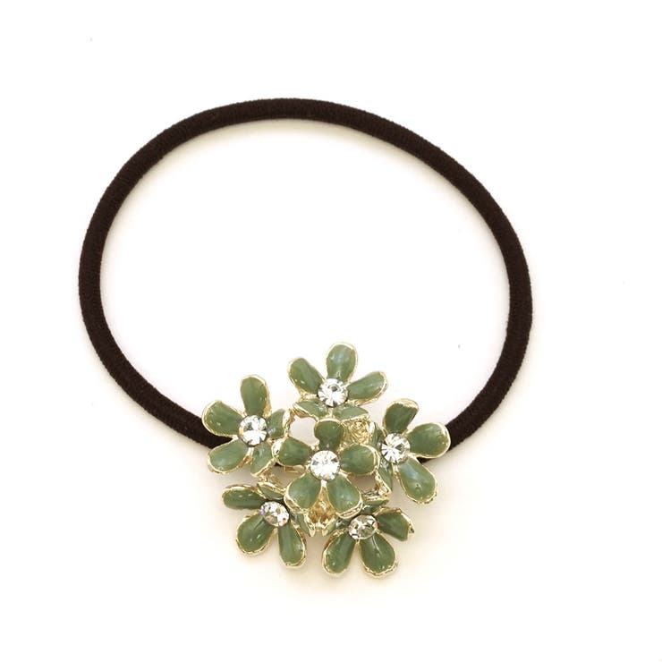グリーン | ヘアゴム 花モチーフ ヘアポニー | monamona