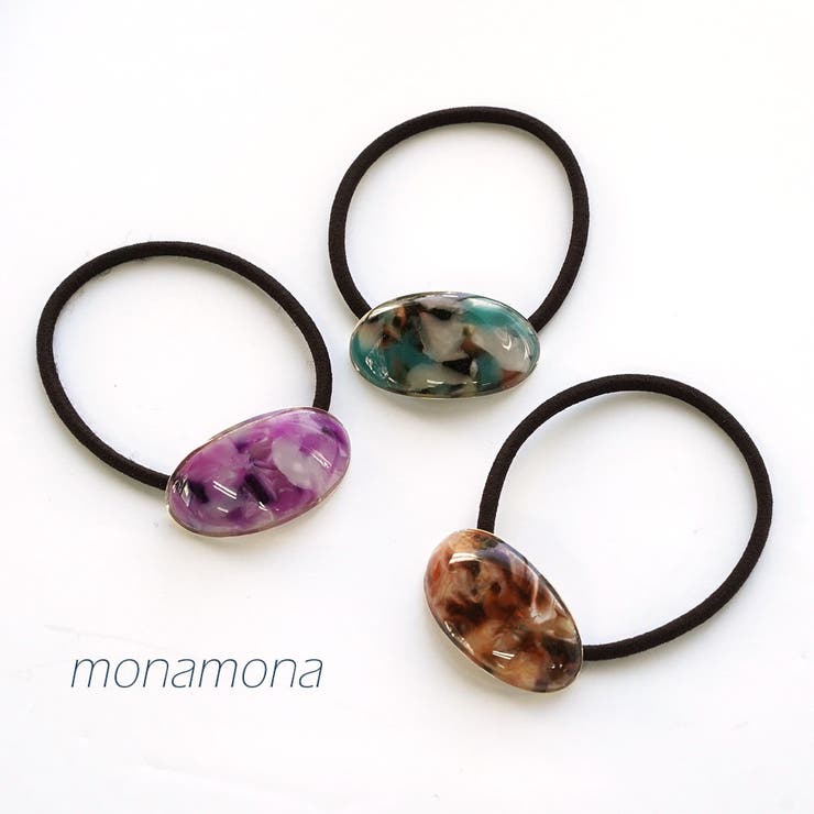 ヘアゴム オーバルタイプ マーブル柄 | monamona | 詳細画像1 
