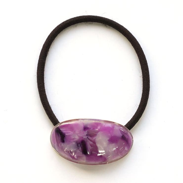 パープル | ヘアゴム オーバルタイプ マーブル柄 | monamona