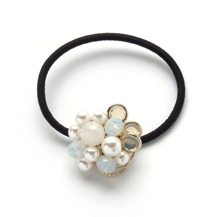 ホワイト | パール＆ビジューポニー | monamona