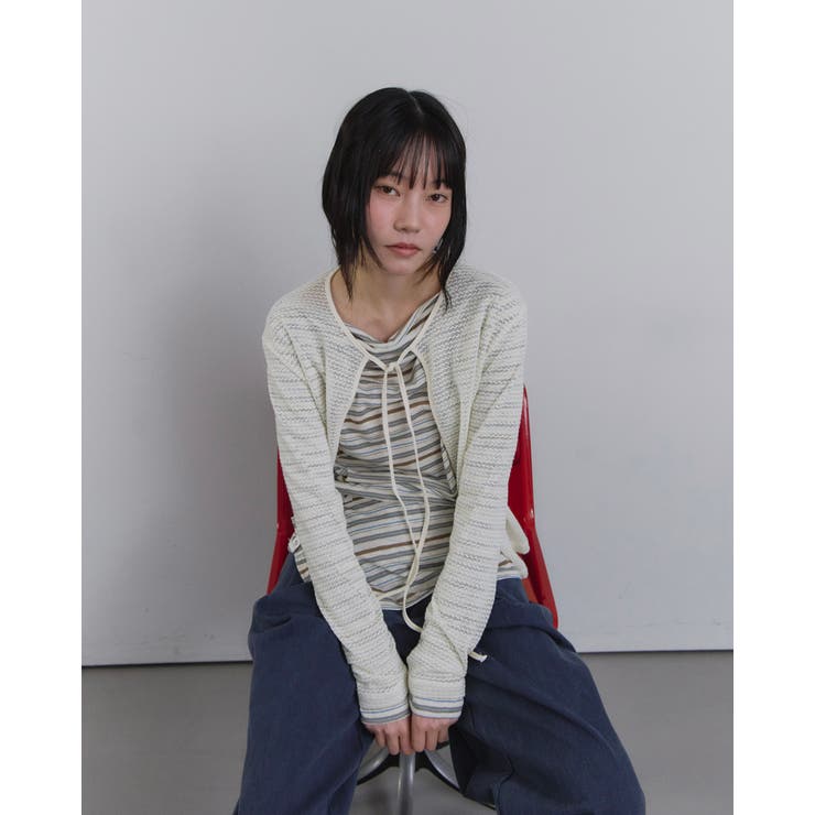リボンメッシュカーディガン 韓国ファッション | mood in seoul | 詳細画像2 