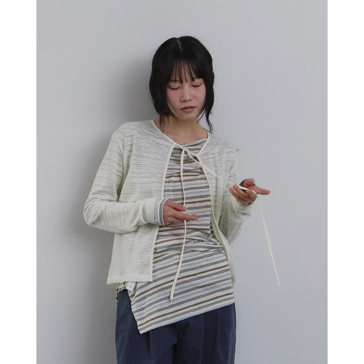 リボンメッシュカーディガン 韓国ファッション | mood in seoul | 詳細画像1 