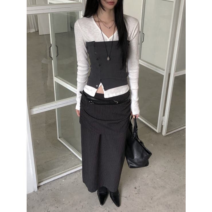 レイヤードデザイントップス 韓国ファッション | mood in seoul | 詳細画像2 