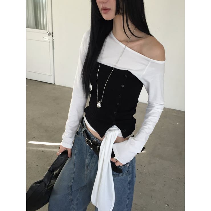 レイヤードデザイントップス 韓国ファッション | mood in seoul | 詳細画像5 