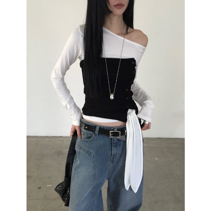 レイヤードデザイントップス 韓国ファッション | mood in seoul | 詳細画像6 