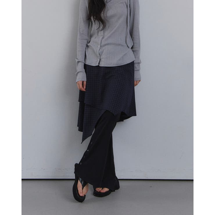 ボタン付きフレアリブパンツ 韓国ファッション | mood in seoul | 詳細画像3 