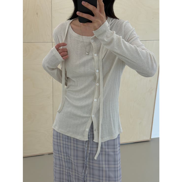 アンバランスポイントリブカーディガン 韓国ファッション | mood in seoul | 詳細画像3 