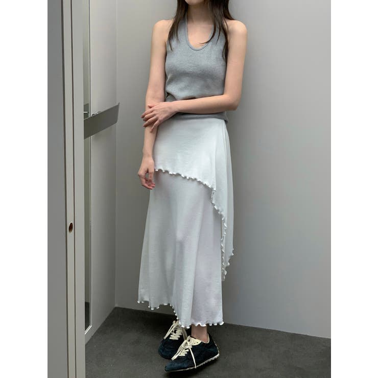 ソフトラップデザインロングスカート 韓国ファッション | mood in seoul | 詳細画像3 