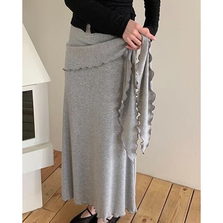 ソフトラップデザインロングスカート 韓国ファッション | mood in seoul | 詳細画像6 