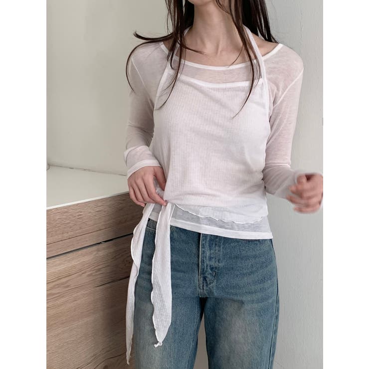 ホルターネックレイヤードTシャツセット 韓国ファッション | mood in seoul | 詳細画像4 