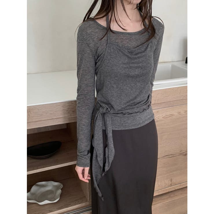 ホルターネックレイヤードTシャツセット 韓国ファッション | mood in seoul | 詳細画像1 