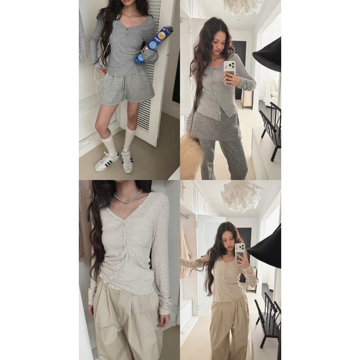 2wayボタンリブカーディガン 韓国ファッション | mood in seoul | 詳細画像2 