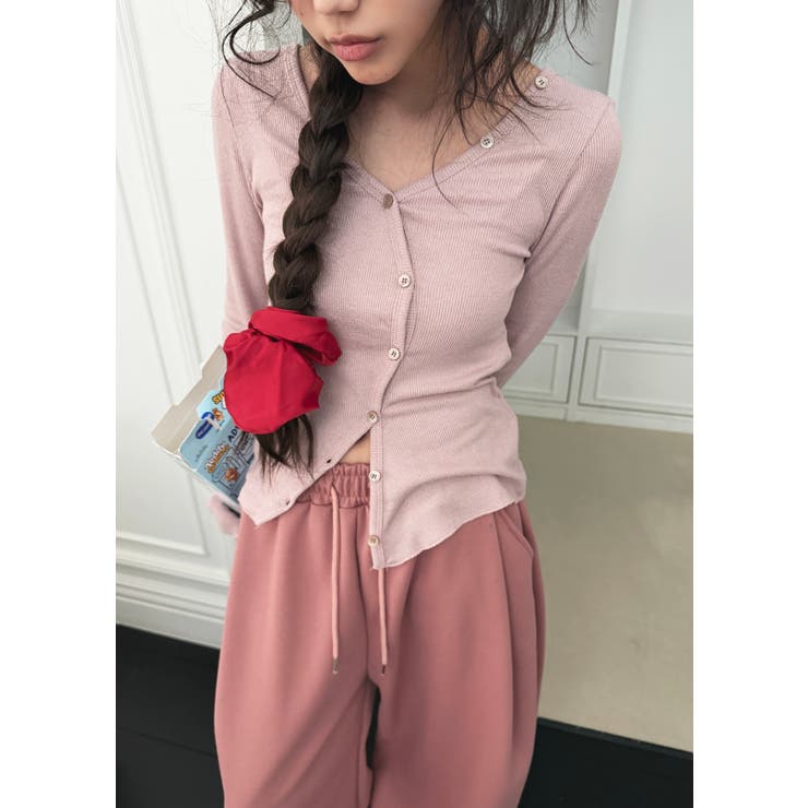 2wayボタンリブカーディガン 韓国ファッション | mood in seoul | 詳細画像1 