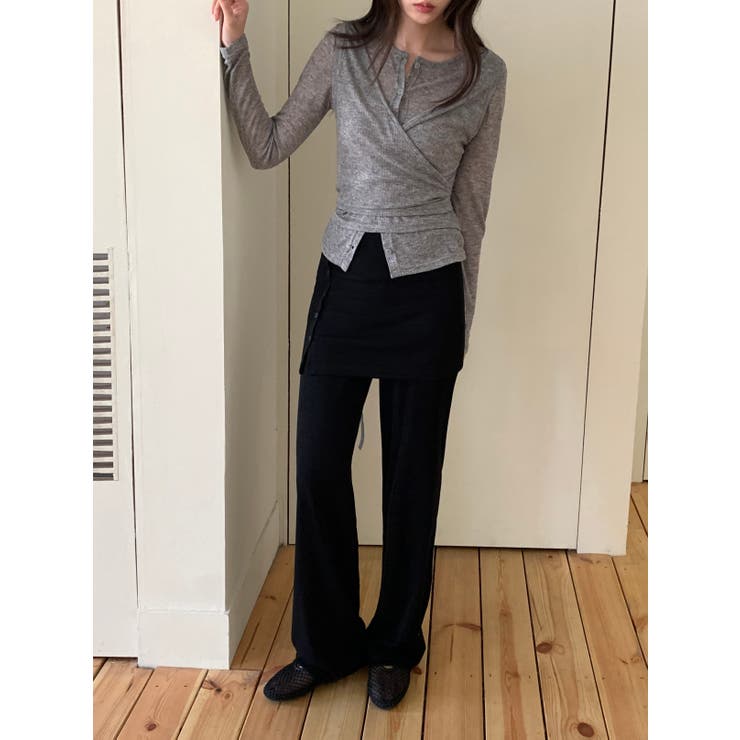 レイヤードラップデザインカーディガン 韓国ファッション | mood in seoul | 詳細画像7 