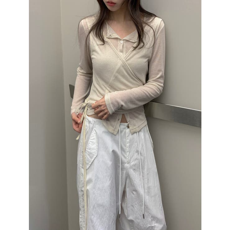 レイヤードラップデザインカーディガン 韓国ファッション | mood in seoul | 詳細画像8 