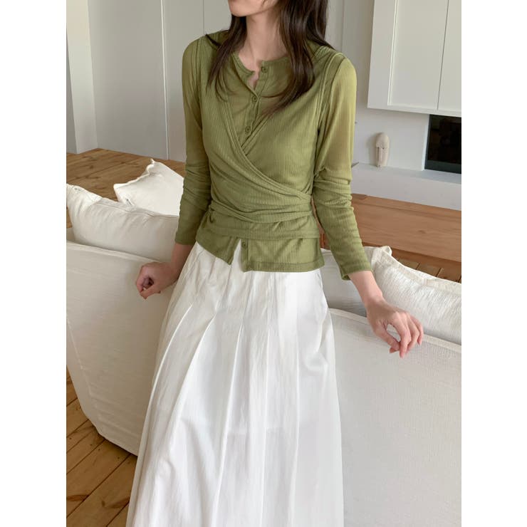 レイヤードラップデザインカーディガン 韓国ファッション | mood in seoul | 詳細画像14 