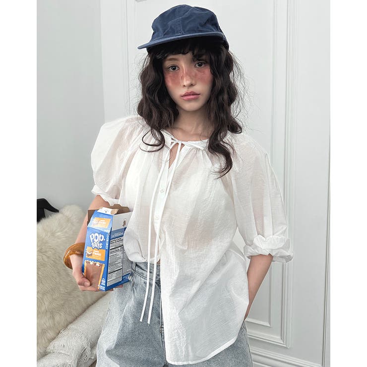 パフスリーブブラウス 韓国ファッション | mood in seoul | 詳細画像1 