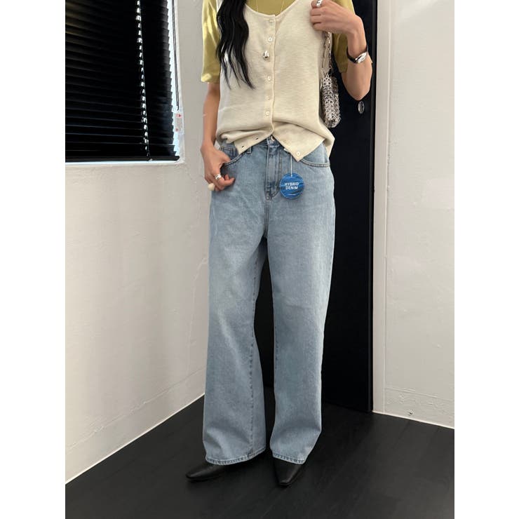 セミワイドデニムパンツ【サックスブルー】韓国ファッション | mood in seoul | 詳細画像2 
