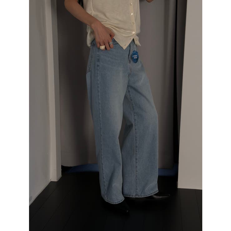 セミワイドデニムパンツ【サックスブルー】韓国ファッション | mood in seoul | 詳細画像4 