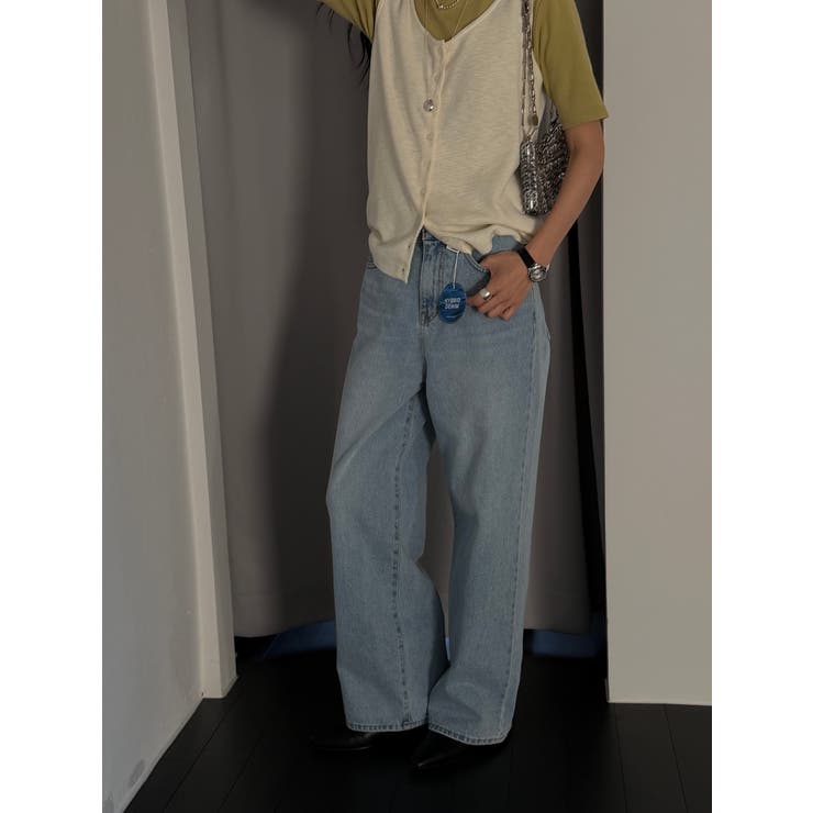 セミワイドデニムパンツ【サックスブルー】韓国ファッション | mood in seoul | 詳細画像6 