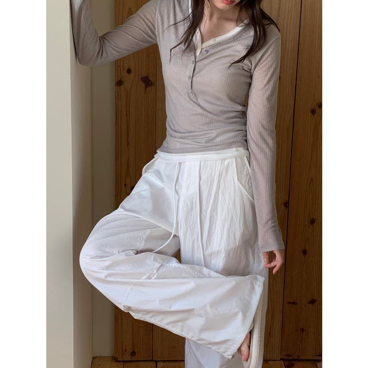 ダブルボタンレイヤードＴシャツ 韓国ファッション | mood in seoul | 詳細画像3 