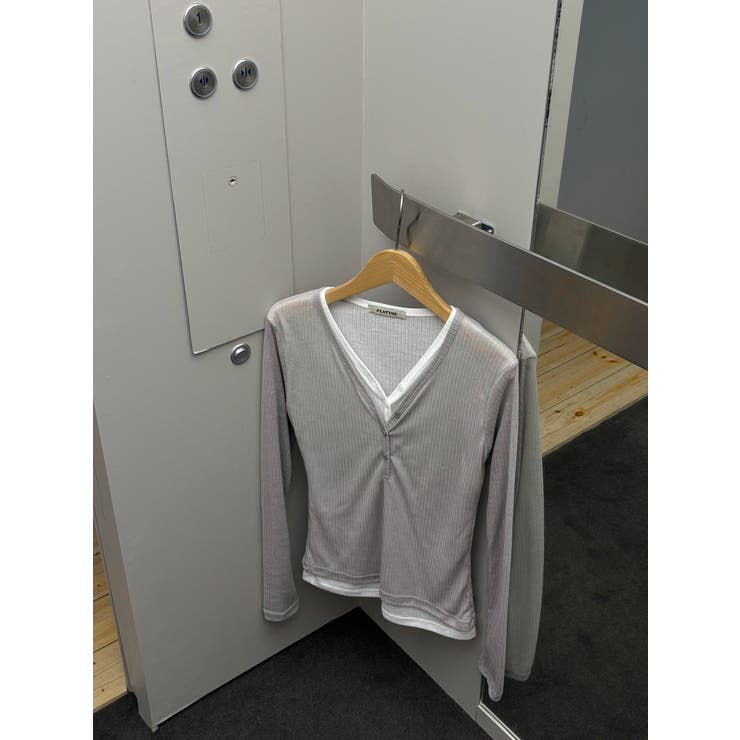 ダブルボタンレイヤードＴシャツ 韓国ファッション | mood in seoul | 詳細画像6 