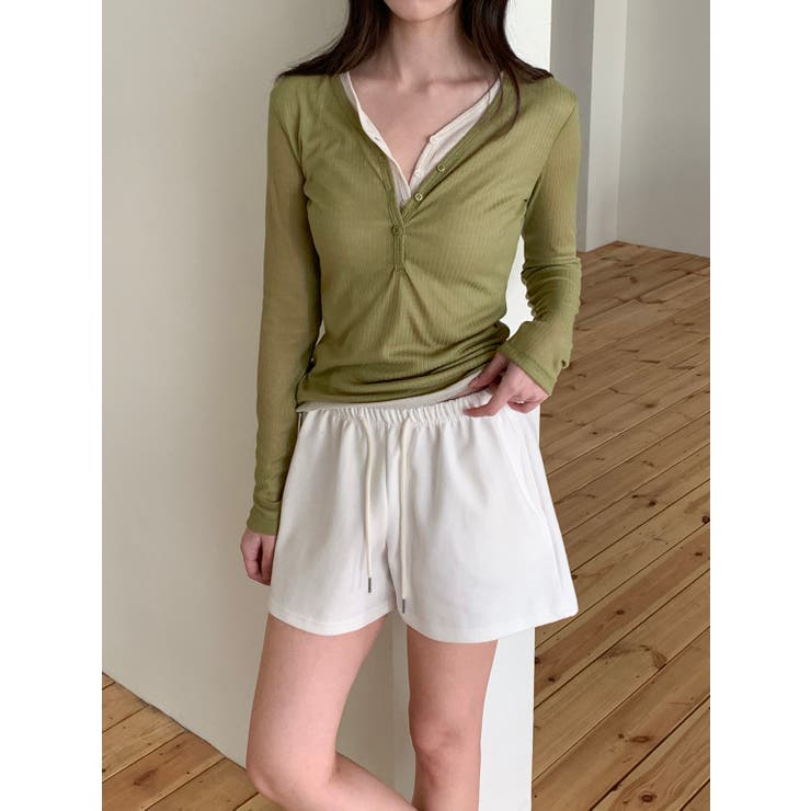 ダブルボタンレイヤードＴシャツ 韓国ファッション | mood in seoul | 詳細画像7 