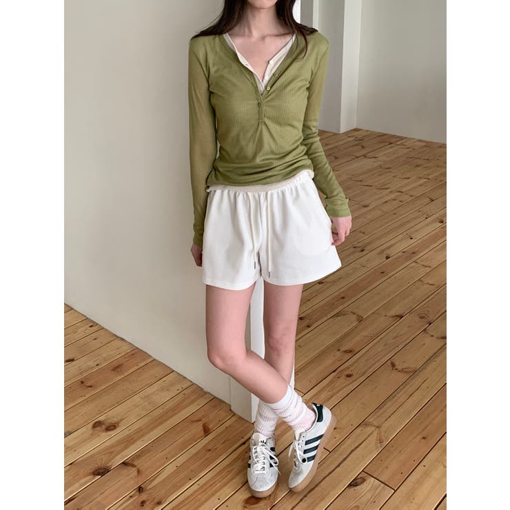 ダブルボタンレイヤードＴシャツ 韓国ファッション | mood in seoul | 詳細画像8 