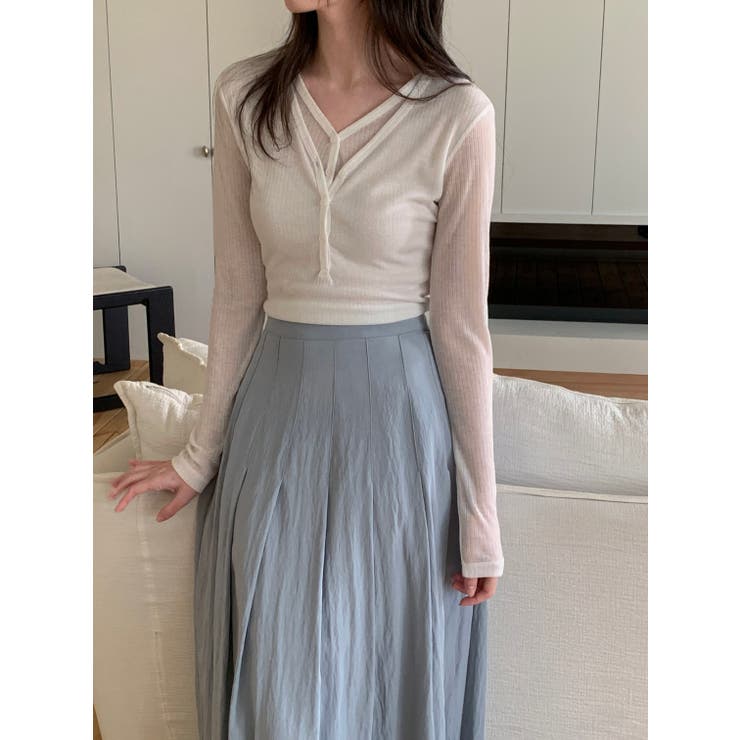 ダブルボタンレイヤードＴシャツ 韓国ファッション | mood in seoul | 詳細画像14 