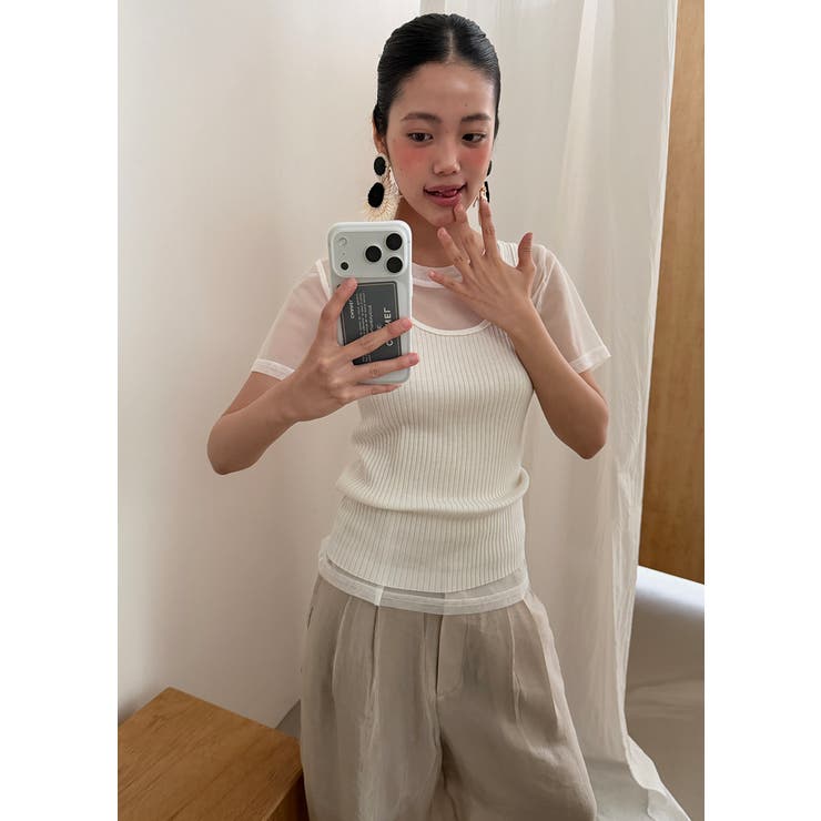 シースルーリブキャミセット 韓国ファッション | mood in seoul | 詳細画像21 