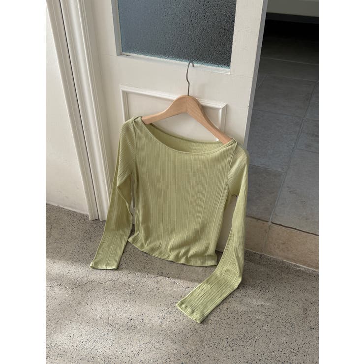 ボートネックパステルリブＴシャツ 韓国ファッション | mood in seoul | 詳細画像7 