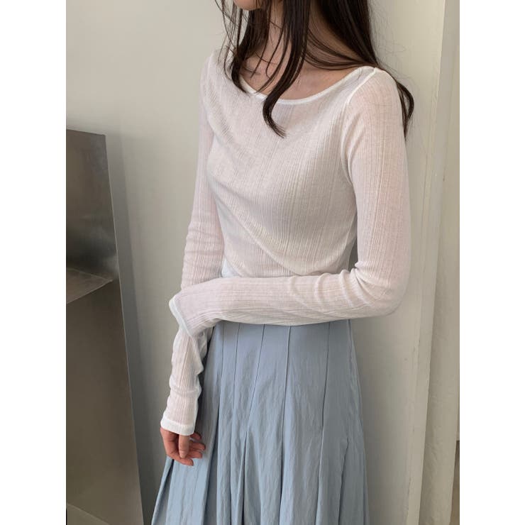 ボートネックパステルリブＴシャツ 韓国ファッション | mood in seoul | 詳細画像11 