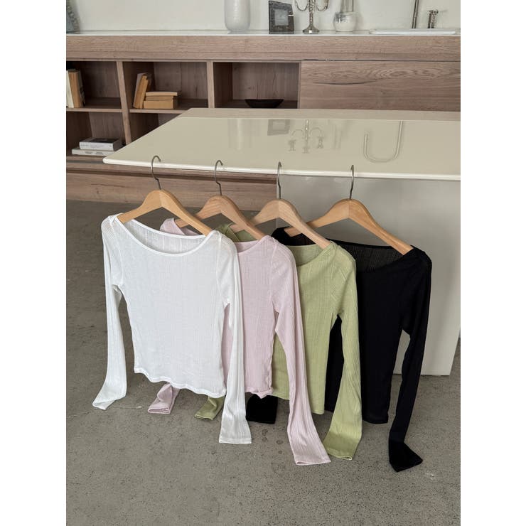 ボートネックパステルリブＴシャツ 韓国ファッション | mood in seoul | 詳細画像16 