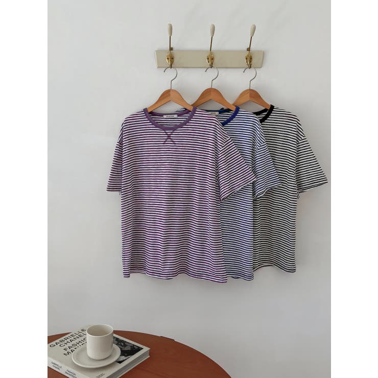 ストライプオーバーフィットTシャツ 韓国ファッション | mood in seoul | 詳細画像8 
